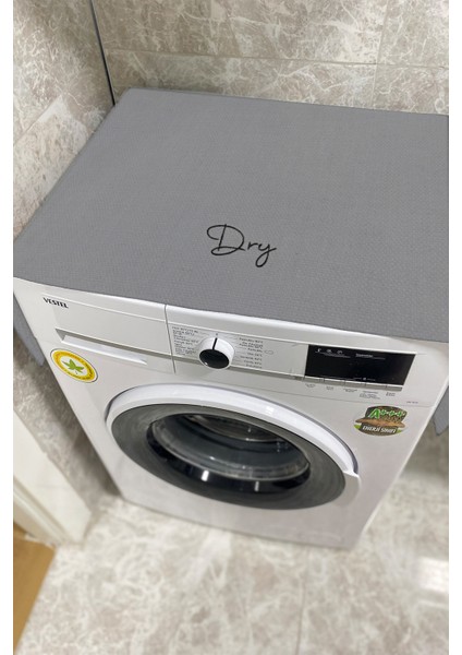 Gri Dry Nakış Işlemeli Kurutma Makina Örtüsü