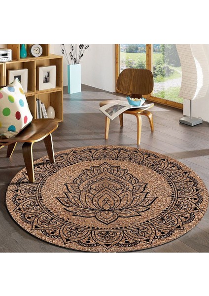Jüt Yuvarlak Hasır Halı Yolluk Salon Oda Mutfak Halısı KS-1059