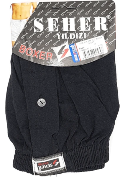 Seher Yıldızı 6 Adet Siyah Seher Yıldızı Penye Düz Boxer 0008