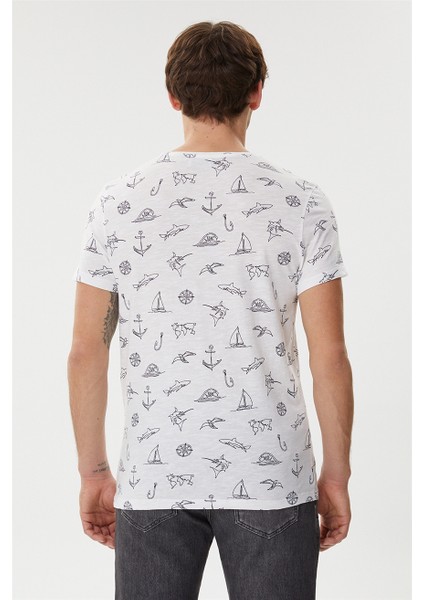Baskılı % 100 Pamuk Bisiklet Yaka Slim Fit T Shirt Erkek T Shirt 222 Lcm 242047 1101 modelleri