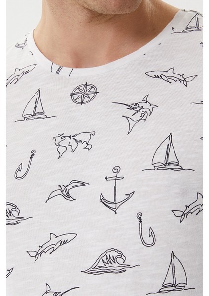 Baskılı % 100 Pamuk Bisiklet Yaka Slim Fit T Shirt Erkek T Shirt 222 Lcm 242047 1101 fırsatları