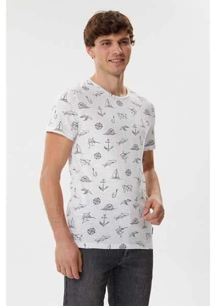 Baskılı % 100 Pamuk Bisiklet Yaka Slim Fit T Shirt Erkek T Shirt 222 Lcm 242047 1101 fiyatları