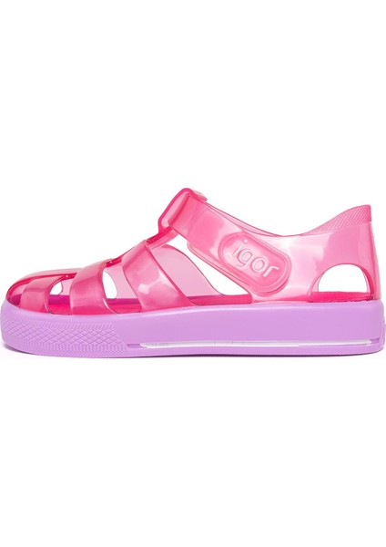 S10270 Star Bicolor Çocuk Kırmızı Mor Sandalet