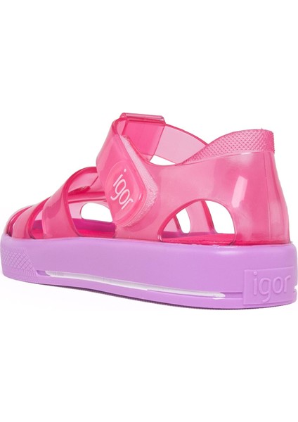 S10270 Star Bicolor Çocuk Kırmızı Mor Sandalet