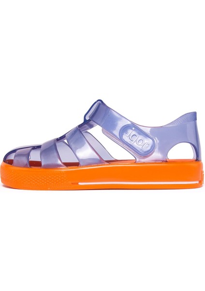 S10270 Star Bicolor Çocuk Mavi Turuncu Sandalet