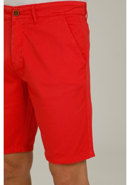 Men Chino Lycra Short Kırmızı Erkek Şort 22704-06