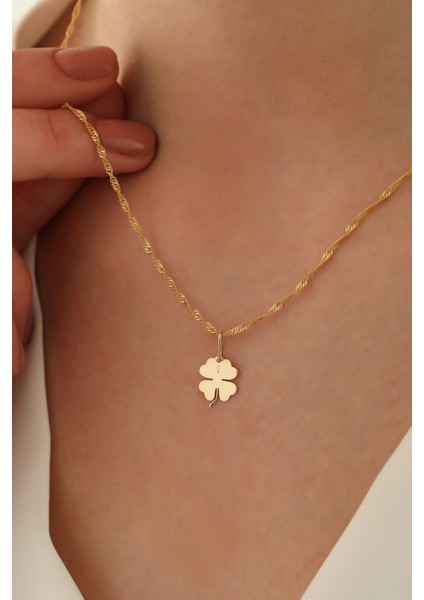 14 Ayar Altın Singapur Zincir Yonca Kolye fiyatları