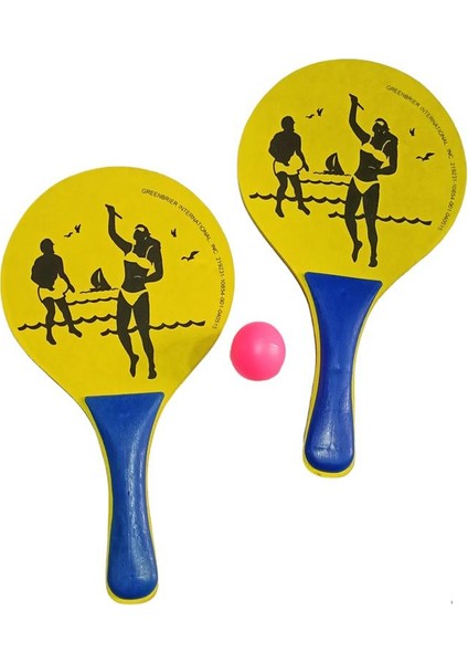 Plaj Tenis Raket Seti Çocuk Boy (2 Raket 1 Top) Sarı - Mavi