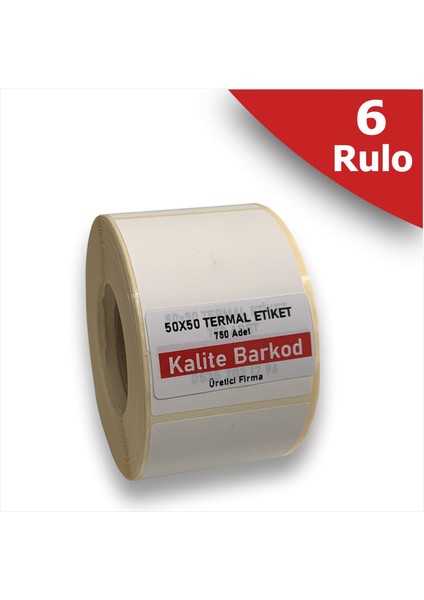 50X50 Termal Etiket | 6 Rulo Barkod Etiketi