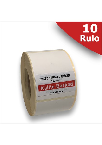 50X50 Termal Etiket | 10 Rulo Barkod Etiketi