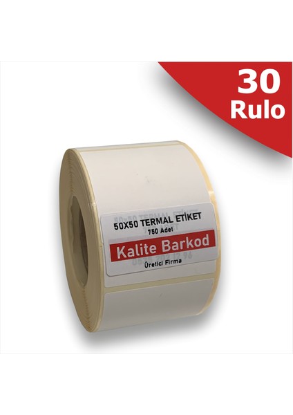 50X50 Termal Etiket | 30 Rulo Barkod Etiketi