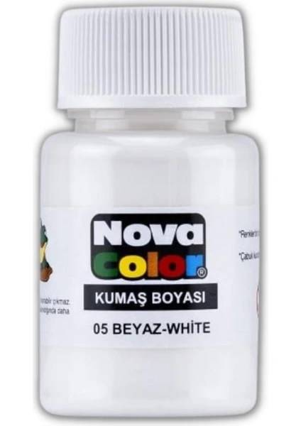 Beyaz Kumaş Boyası Tişört Çanta Tekstil Boyası 30 ml 1 Adet Nova Color Kumaş Boyası Beyaz 1 Adet