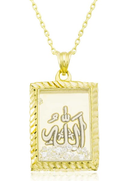 Gümüş Allah Yazılı Kadın Kolye