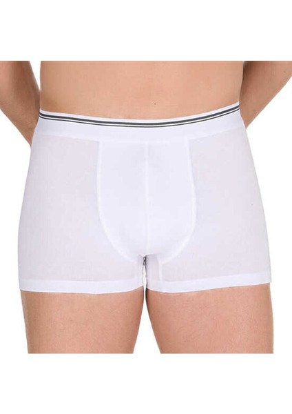 1097 Erkek Likralı Boxer Beyaz 6'lı Paket