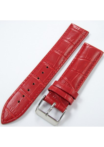 Kırmızı Deri Saat Kordonu 24MM Saat Kayışı Dikişli Spor Kolçak