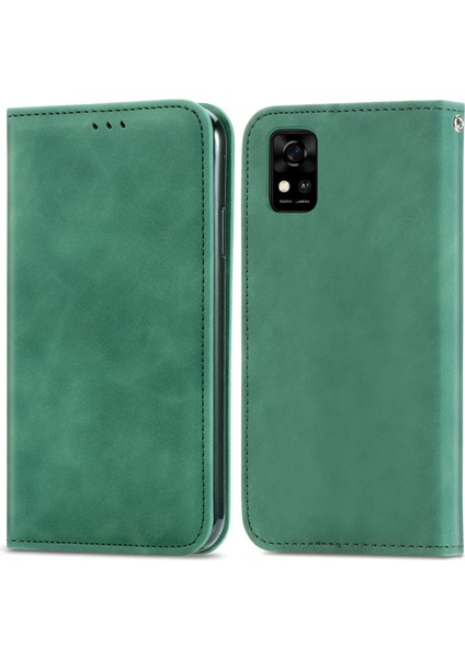 Zte Blade A31 Yeşil Için Retro Skin Fe Business Manyetik Yatay Deri Telefon Kılıfı (Yurt Dışından)