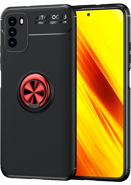 Xiaomi Poco M3 360 Derece Dönen Tpu Siyah Kırmızı Telefon Kılıfı (Yurt Dışından)
