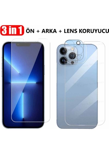 Apple iPhone 11 Pro Uyumlu Lens Koruyucu, Ön ve Arka Ekran Koruyucu Hd Kalite 3'lü Set Koruma Paketi indirimleri