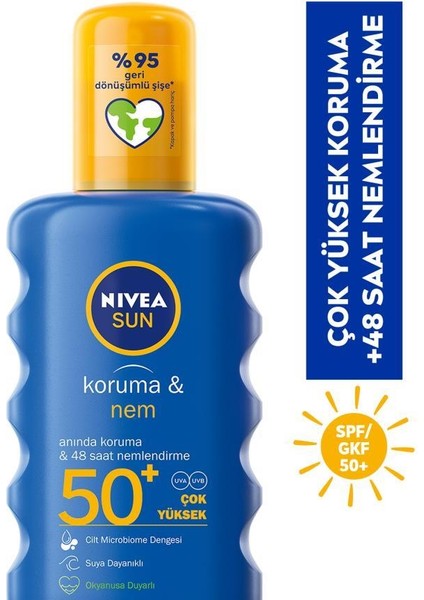 Nıvea Sun Spf 50+ Koruma & Nem Nemlendirici Güneş Kremi Sprey 200 ml + Plaj Çantası