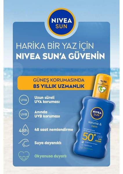 Nıvea Sun Spf 50+ Koruma & Nem Nemlendirici Güneş Kremi Sprey 200 ml + Plaj Çantası