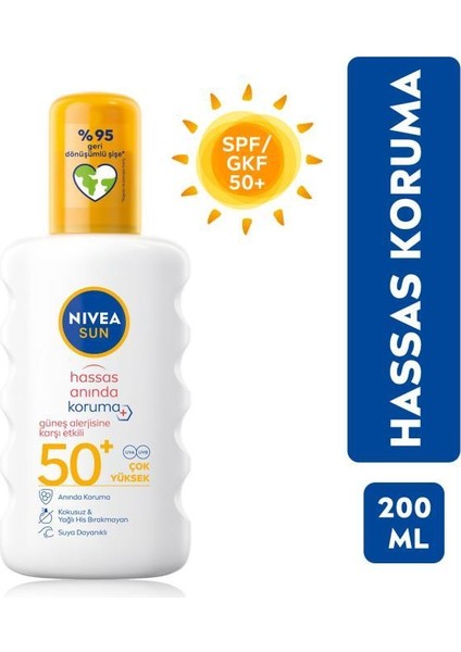 Nıvea Sun Spf 50 Güneş Alerjisine Karşı Hassas Güneş Spreyi 200ML+ Plaj Çantası