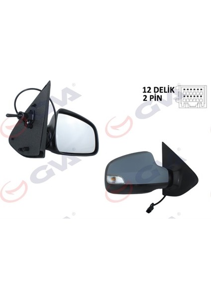 Dış Dikiz Aynası Mekanik Sağ Clıo Symbol-Sandero 13 Sinyalli Astarlı Konveks Cam VM-6129PR Gva 1014250