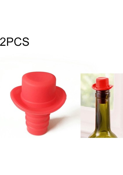 2'li Silika Jel Üst Şapka Taze Şarap Mantarları Cruet Kırmızı Şarap Tıpa Kırmızı (Yurt Dışından)