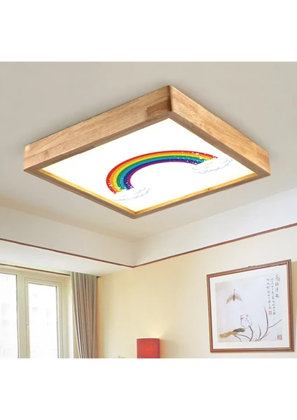 Wood Design World Ahşap Çerçeve Tavan LED Aydınlatma Avize