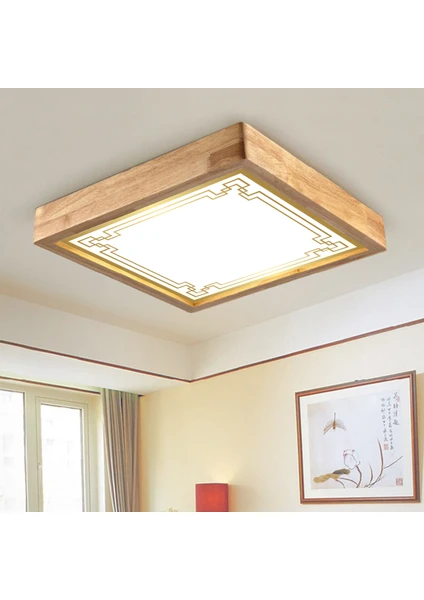 Wood Design World Ahşap Çerçeve Tavan LED Aydınlatma Avize