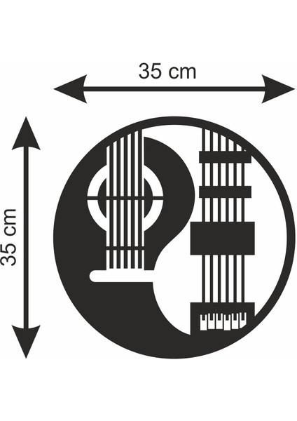 Gitar Ahşap Dekor 35X35 cm