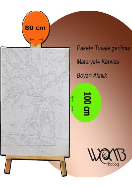 Yasak Elma Sayılarla Boyama Seti 80X100 cm Tuvale Gerili