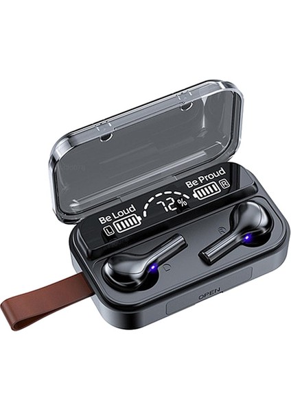 Kablosuz Bluetooth 5.0 Kulaklık Kulakiçi Kulaklık Powerbank Ios Android Siyah Kayış ile Siyah (Yurt Dışından)