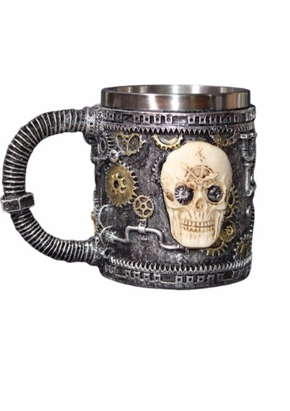 Kuru Kafa Iskelet Steampunk Kupa Bardak 3 Boyutlu Kabartmalı