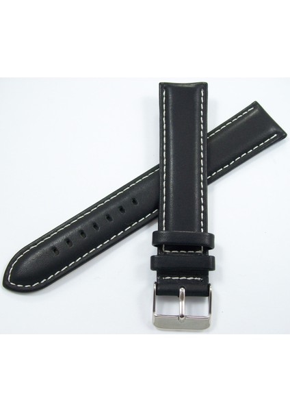 Bizon Deri Saat Kayışı Siyah Saat Kordonu 20MM Xl Uzun Beyaz Dik indirimleri