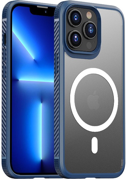 iPhone 13 Pro Max İçin Magsafe Manyetik Telefon Kılıfı - Koyu Mavi (Yurt Dışından)