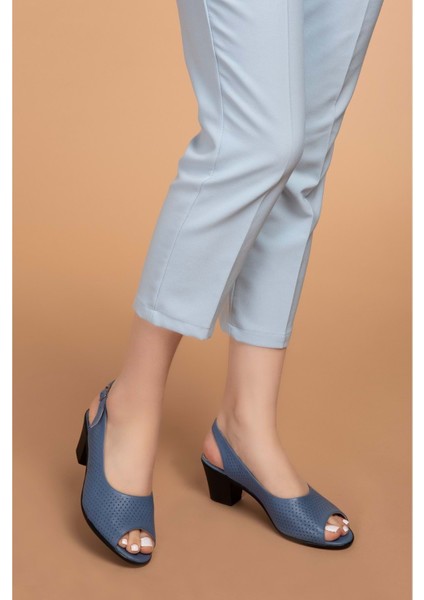 Hakiki Deri Topuklu Ayakkabı VDT.211 - Mavi - 42 fiyatları