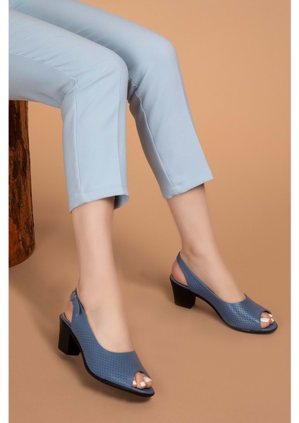 Hakiki Deri Topuklu Ayakkabı VDT.211 - Mavi - 42 modelleri