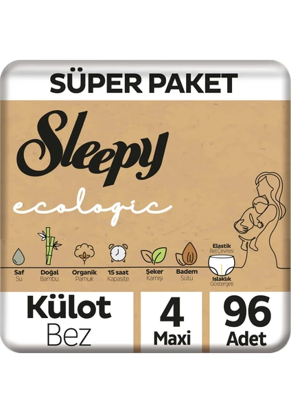 Ecologic Süper Paket Külot Bez 4 Numara Maxi 96 Adet