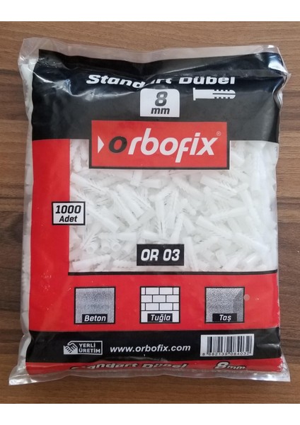 Plastik Dübel 8 mm 1000'Lİ Paket