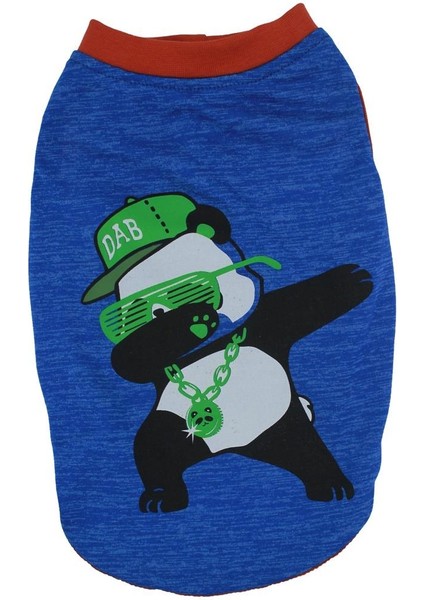 Dark Blue Panda Big T-Shirt Sax Panda Büyük Köpek Tişörtü Büyük Köpek Kıyafeti (15-45KG)