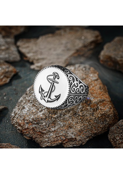 925 Ayar Gümüş Çapalı Erkek Yüzük fiyatları