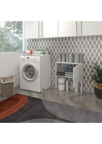 Kenz Life  Çamaşır Makinesi Dolabı Bohemya Byz 160*066*50-20 Banyo Kapaklı Arkalıksız