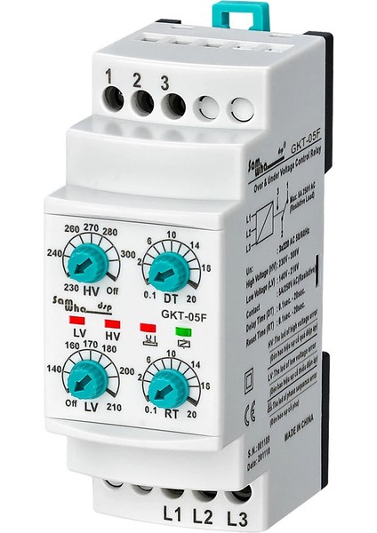GKT-03F Analog Ayarlı Faz Sıralı Aşırı ve Düşük Trifaze Gerilim Kontrol Rölesi