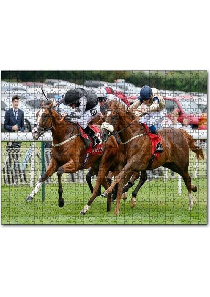 Parkurda Kıyasıya Yarışan Safkanlar 120 Parça Puzzle Yapboz Mdf (Ahşap)
