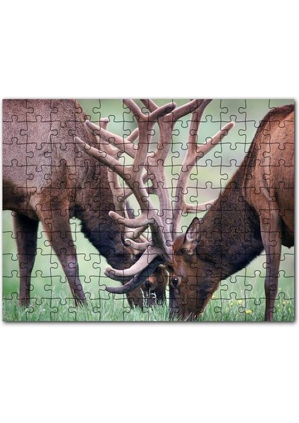 Sarı Zemin Duvar Boyama Kadın Portre 120 Parça Puzzle Yapboz Mdf (Ahşap)