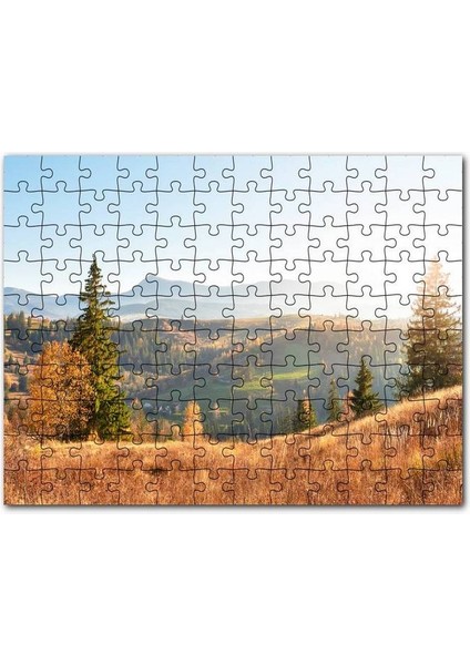 Mor Yeşil Çiçekler Flu Ip ve Makas Arkaplan 120 Parça Puzzle Yapboz Mdf (Ahşap)