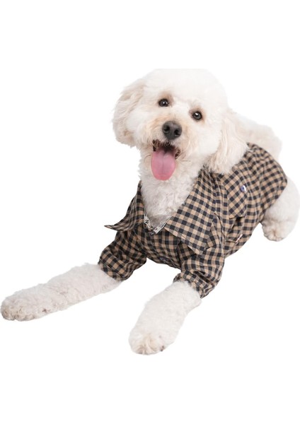 Brown Gingham Shirt Kahverengi Pötikare Gömlek Kedi Köpek Gömleği Kedi Köpek Kıyafeti