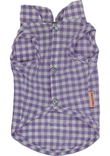 Lilac Gingham Shirt Lila Pötikare Gömlek Kedi Köpek Gömleği Kedi Köpek Kıyafeti