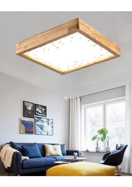 Wood Design World Ahşap Çerçeve Tavan LED Aydınlatma Avize