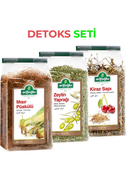Detoks Seti Mısır Püskülü 40 gr + Zeytin Yaprağı Çayı 120 gr + Kiraz Sapı 40 gr